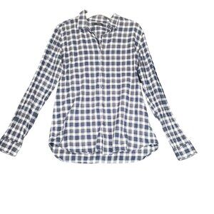 THEORY Mens Button Up SZ‎ L Irving Betton Check Sport Plaid Black 100% Cotton